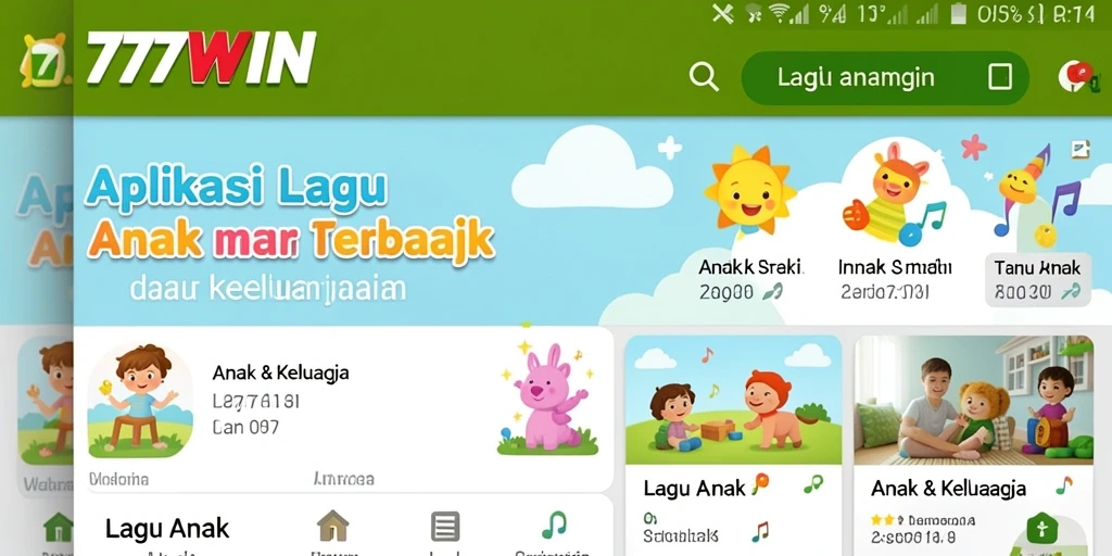 Antarmuka aplikasi 777WIN yang menarik dan ramah anak.
