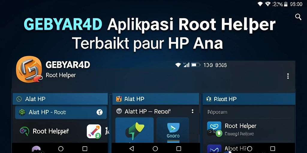 Screenshot utama GEBYAR4D menunjukkan antarmuka Root Helper yang intuitif.