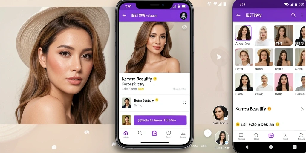Tampilan antarmuka IBET899 dengan fitur Kamera Beautify yang menarik.