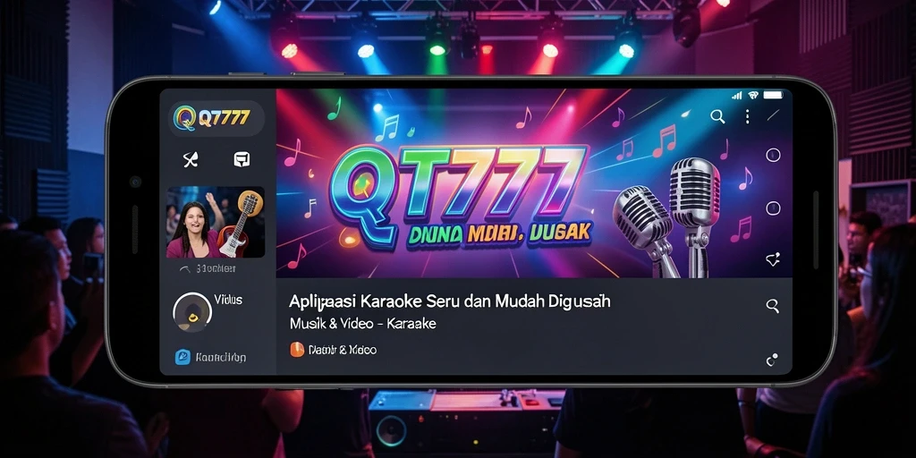 Antarmuka QT777 dengan fitur Karaoke yang menarik dan mudah diakses.