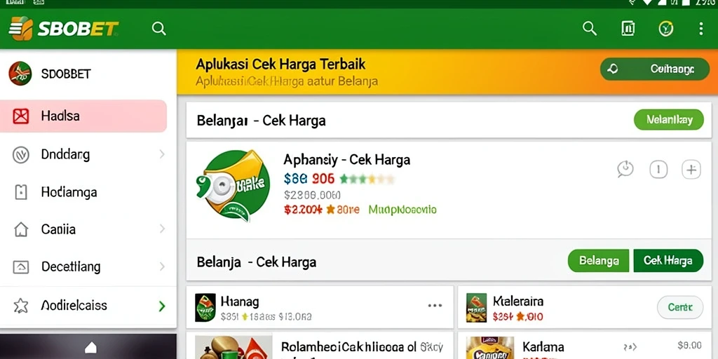 Antarmuka pengguna <strong>SBOBET</strong> yang menunjukkan fitur Cek Harga.