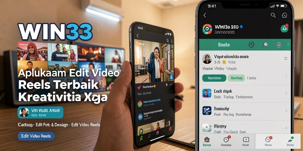 Tampilan antarmuka aplikasi WIN33 dengan fitur Edit Video Reels.